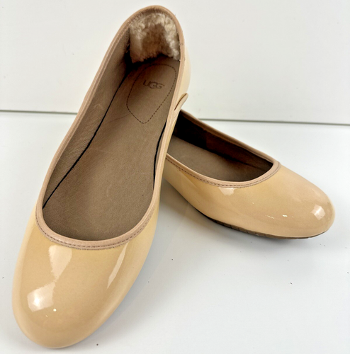 UGG Antora Nude Patent Leather Ballet Flats Size 9 No Box