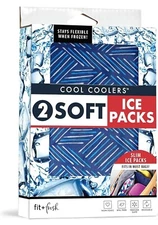 Cool Coolers by Fit & Fresh 2 Pack Soft Ice Packs Navy Sketch Weave & Blue