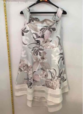 Quiz Womens Gray Pink Floral Sleeveless Pullover Hi-Low Mini Dress Size 12