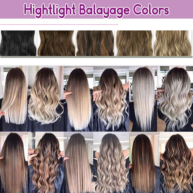 4Pieces Clip In Long Thick Hair Extensions Full Head Curly Hightlight as Human - Image 3 of 4