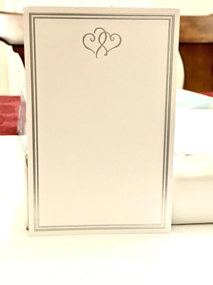 Tarjetas de invitación de boda dos corazones plata laminado imprimible tarjetas de agradecimiento kit Foto 4 de 4