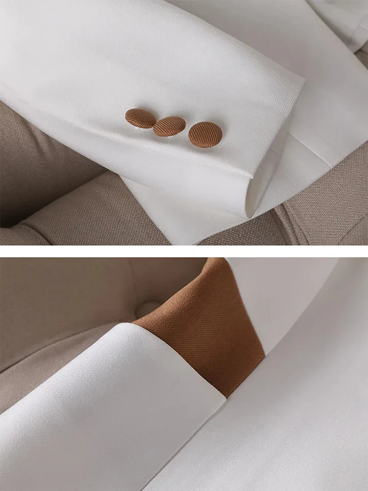 Женский офисный приталенный костюм куртка двубортный блейзер с двумя пуговицами без вентиляции - Изображение 3 из 4