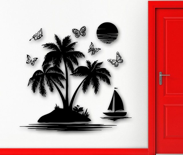 Wall Stickers Vinyl Decal Ocean Tropical Beach Sea Palm Recreation Relax (ig505) eBay