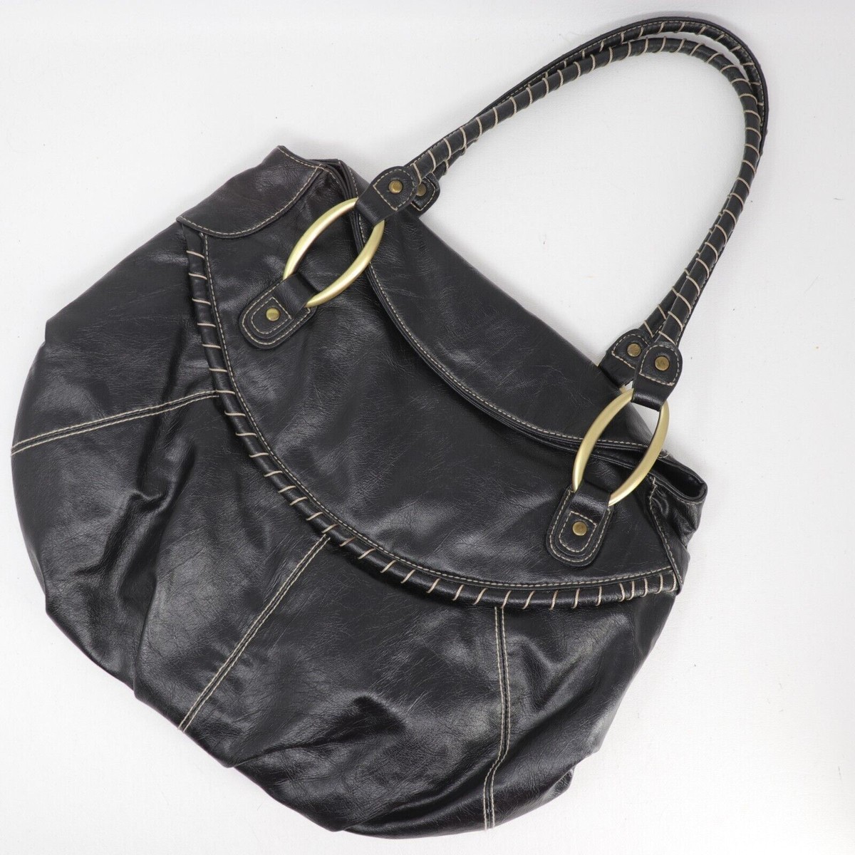 Hillard Hanson Handbag Women M Black Faux Leather Satchel Purse