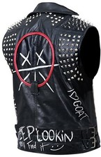 Mens Watch Dog 2 Dedsec Shawn Baichoo Wrench Gillets Black Biker Leather Vest