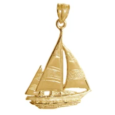 New 14k Yellow Gold Sailboat Pendant
