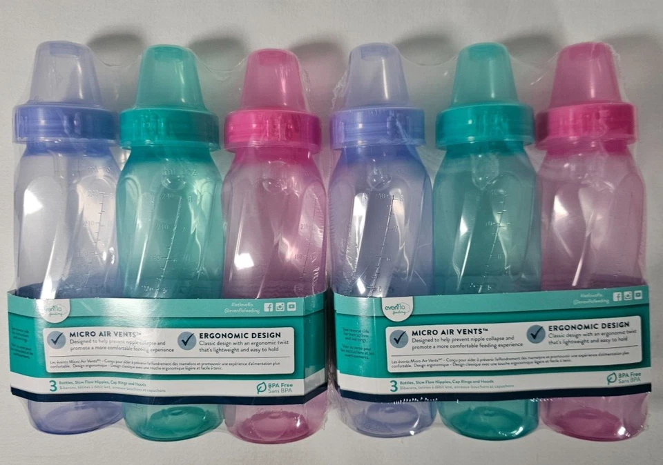 Biberones clásicos Evenflo estándar de alimentación 8 oz 2 paquetes de 3 (6 botellas) Foto 2 de 2