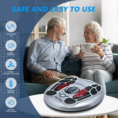 EMS Foot Circulation Massager Booster with TENS Pad for Feet Leg Calf Pain Relie