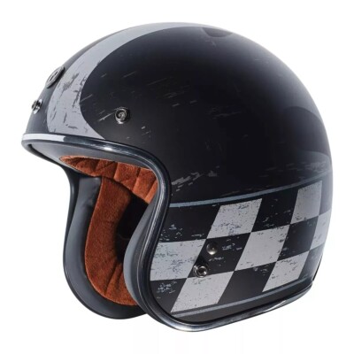 Flat Black TORC T50 Del Mar Cafe Retro 3/4 Open Face Motorcycle Helmet Champ XS