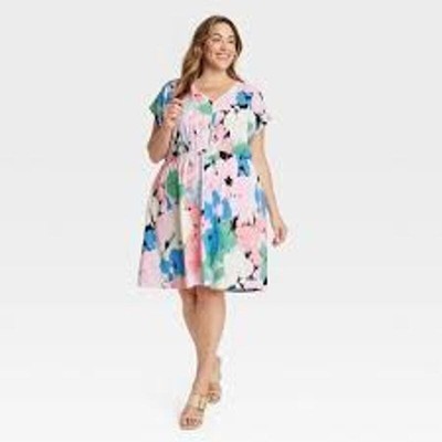 NWT Ava & Viv white floral sleeveless dress with pockets - womens 3X