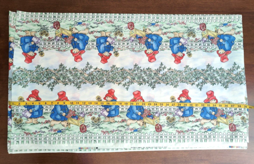 Paddington Bear Vintage Fabric Piece Princess Fabrics 1995 - 3 Yards Gardening  - Picture 1 of 5