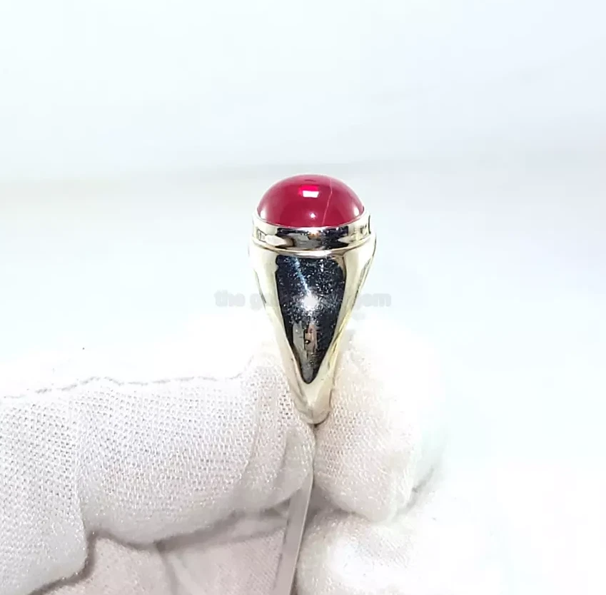 Genuine Red Star Ruby Ring 925 Silver Ruby Signet Men's Ring Handmade Boy's Ring - Image 4 of 4
