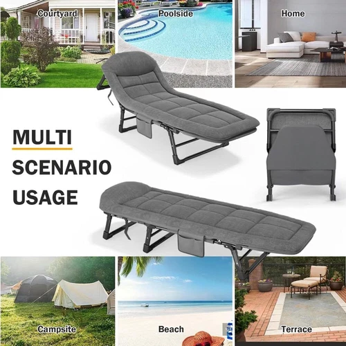 Gartenliege Sonnenliege Strandliege Gartenmöbel Liegestuhl klappbar mit Matte - Bild 8 von 8