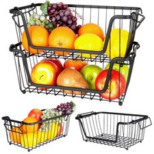 Obstkorb Loft-Korb für Obst und Gemüse Aufbewahrungskorb Metall schwarz 2er-Set 