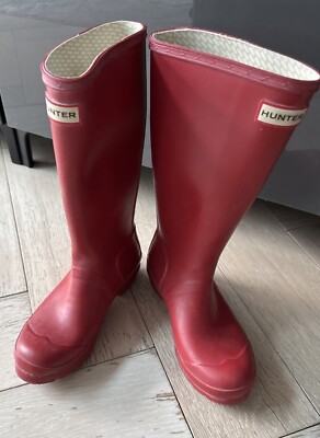 Women's Girls Size UK Red Hunter Wellies Used Hardly Condition
