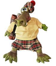 Russ Berrie Kathleen Kelly Critter Al E Gator Alligator Golfing Golf Tartan Plai