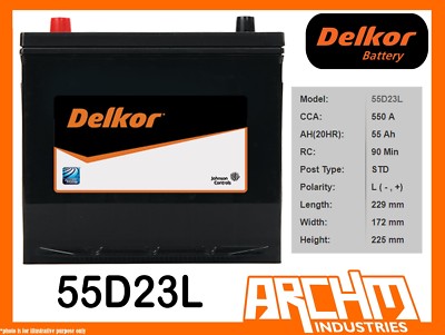 DELKOR BATTERY - CALCIUM 55D23L - CCA 550 A 55 AH SAE RHP - MAINTENANCE ...