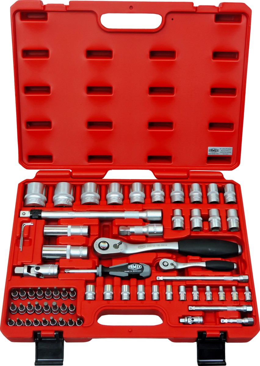 FAMEX Mechaniker Steckschlüsselsatz 580-SD-16 66tl Stahl Chrom 