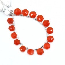 AA Quality Carnelian Faceted Hexagon Shape Beads Briolettes, Natural Carnelian