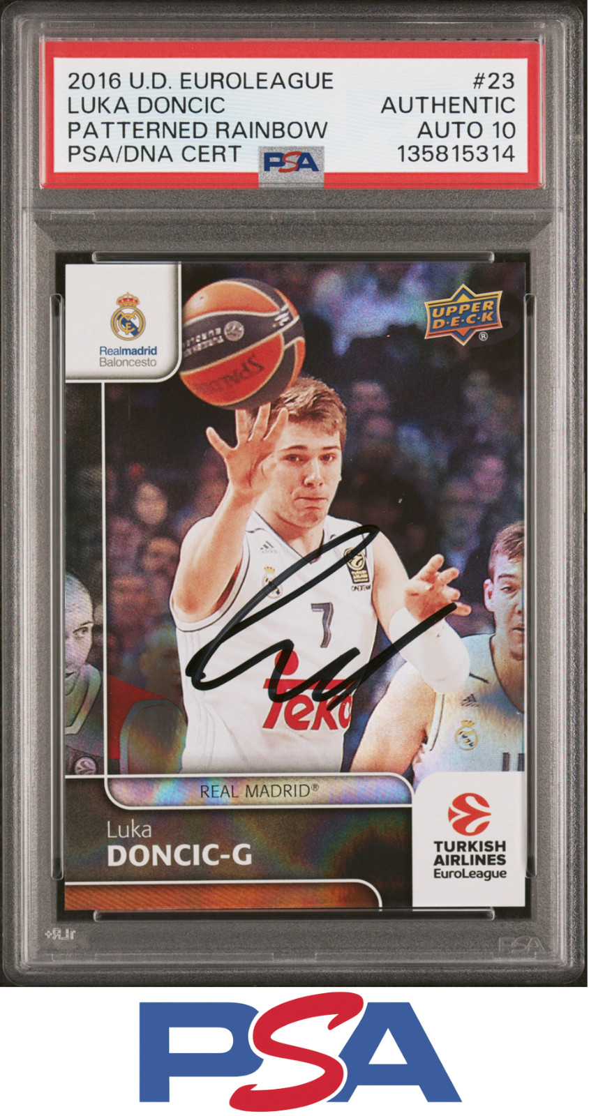 2016 Luka Doncic Auto Upper Deck Euroleague Pattern Rainbow Signed PSA/DNA 10