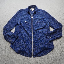 Michael Kors Jacket Womens Medium Blue Full Zip Long Sleeve