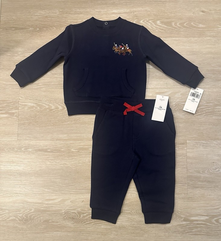 Polo Ralph Lauren Toddler Triple Pony Fleece Sweatshirt & Pant Set,  Size 12 M