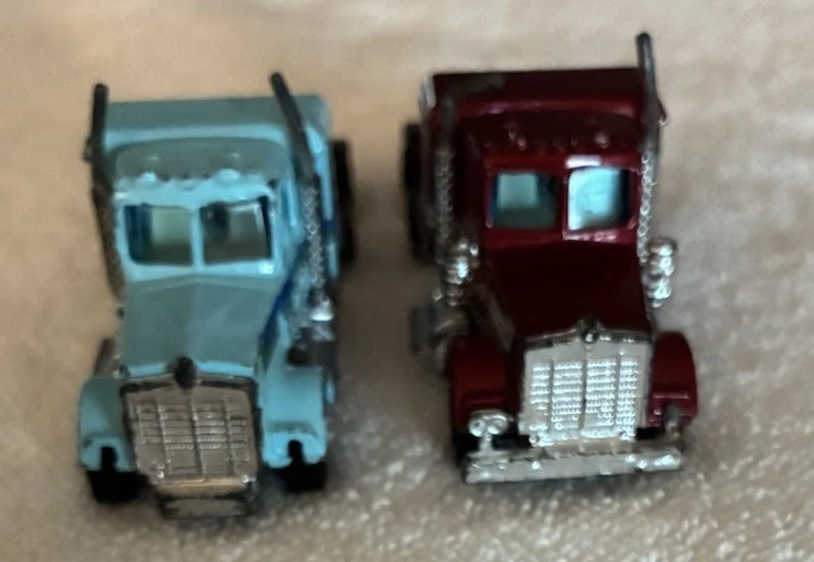 Vintage Set/2 Yatming Kenworth Semi Truck Blue Big K and Red Devil