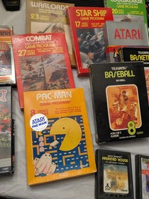 ATARI CX-2600A  VIDEO COMPUTER SYSTEM 1980 16 Games Pac Man Xtra Controls + More