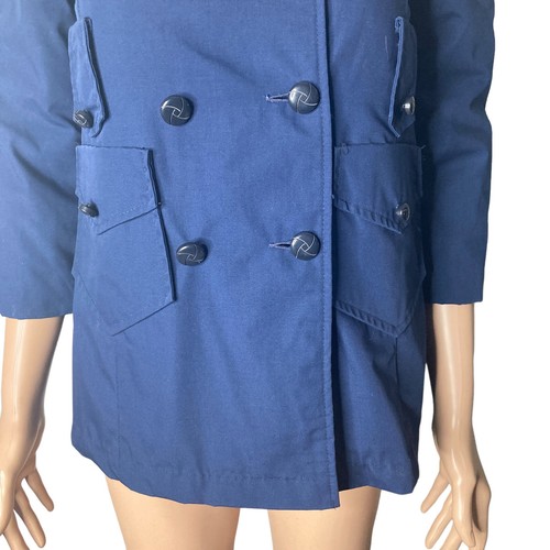 Vintage Polly Pepper Coat Girls Size 7 Navy Blue Faux Fur Lined - Picture 5 of 10