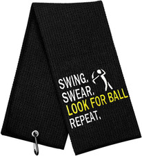 Funny Golf Towel, Swing Swear Look for Ball Repeat - Golf Gifts for Men, Golf Ac