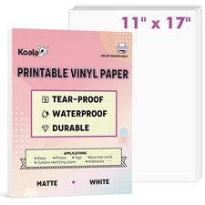 Printable Waterproof Paper for Inkjet Printer, 11x17 In 30 Sheets Matte White...