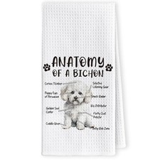 LKETW Funny Bichon Dog Kitchen Towels, Frise 16 x 24 inches,