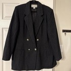 Fundamental Things Women’s Vintage Black Wool Striped Blazer Size 18 — photo 1