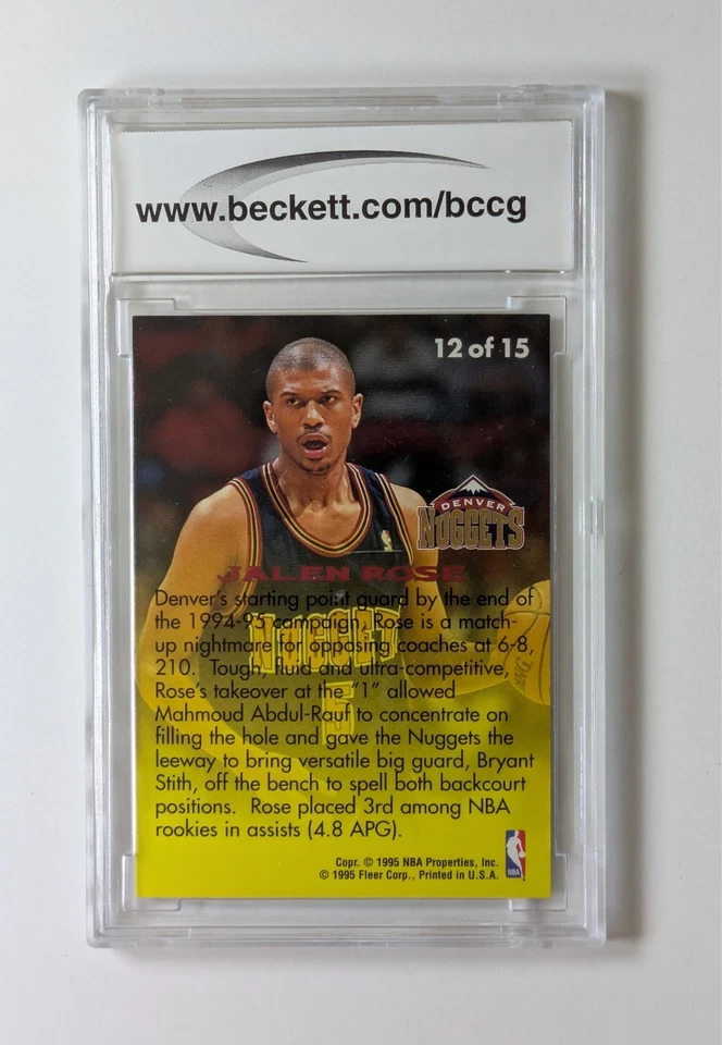 Fleer Rookie Sensations 1995-96 Jalen Rose #12 BCCG como nuevo 10 Foto 2 de 2