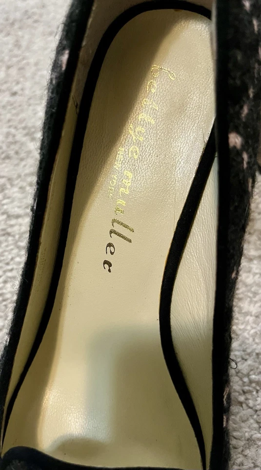 Zapatos mocasines Bettye Muller tweed tacón bloque 8,5 m dinero antiguo silenciosos de lujo preppy Foto 3 de 4