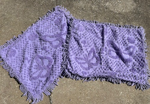 Purple Butterflies & Flower Bedspread Full With Pillow Covers Fringe - Picture 7 of 9