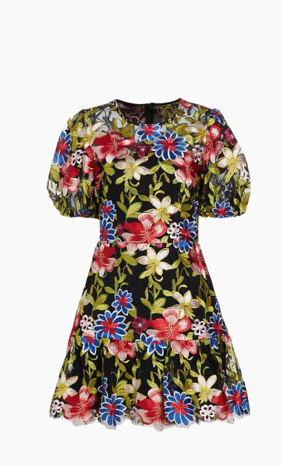 Vestido Milly Yasmin Floral Bordado Manga Abullonada Malla Talla 2 Foto 4 de 4