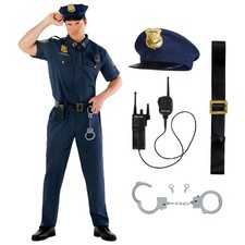 Men s Police Officer Costume Adult Patrol Cop Uniform  Hat Accessories S - 3XL