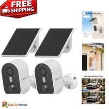 Ultra HD 4MP Wireless Outdoor Cameras with App Control  Solar Charging, 2-Pack