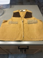 Vintage SEARS SPORTS CENTER Mens Large Brown Canvas Hunting Shooting Vest NOS