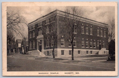 #ad K40 Monett Missouri Postcard c1910 Masonic Temple Building 483 $9.20