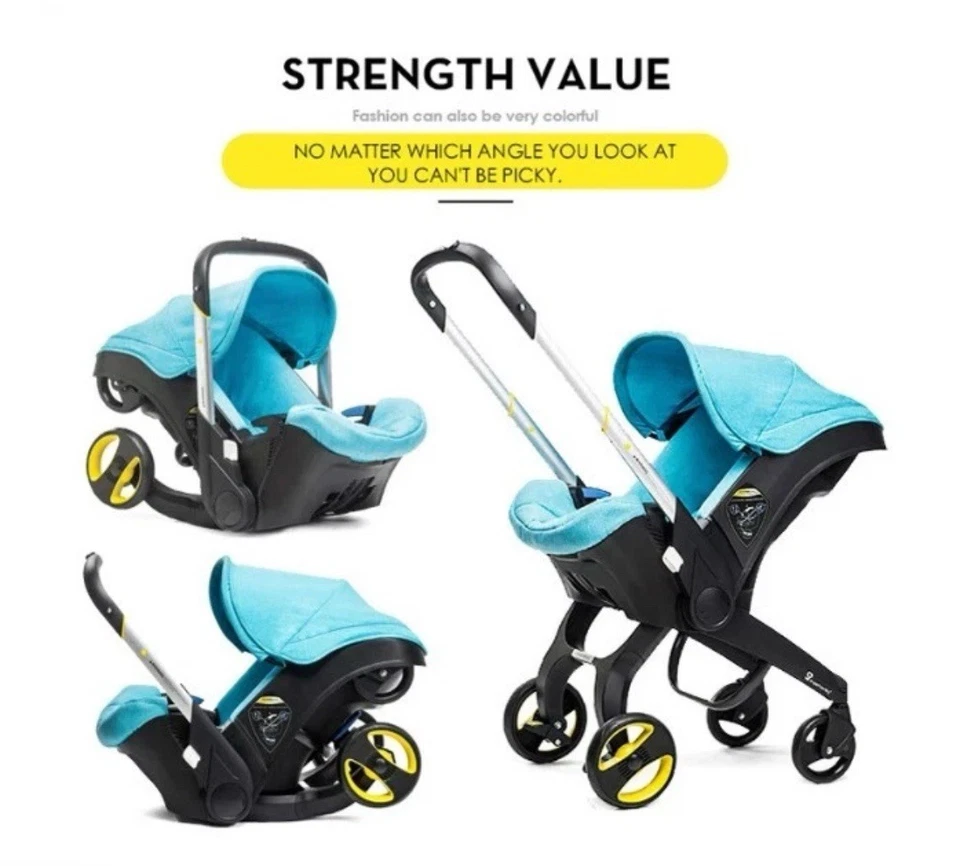 Cochecito de bebé 4 en 1 sistema de viaje asiento de coche carro plegable Foto 4 de 4