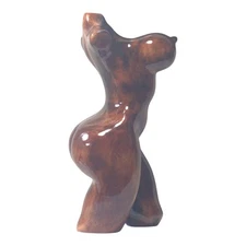  Female Torso Sculpture Carved in Wood Erotic Art in Recycled Pine Wood black 6"