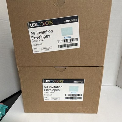 LUXCOLORS A9 Invitation Envelopes Seafoam 5 3/4 x 8 3/4 30lb Open Box Lot of 2
