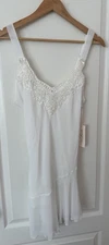 Linea Donatella White Lace Chiffon Chemise Slip Dress Size M NWT Bridal Lingerie