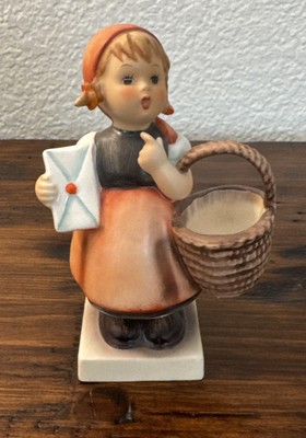 Vintage Goebel Hummel Figure Meditation Girl with Letter & Basket EUC