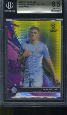 Liam Delap 2021-22 Finest UCL Yellow Prism Refractor ROOKIE CARD 59/250 BGS 9.5
