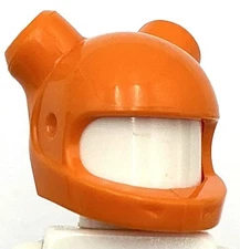 Lego New Orange Minifigure Headgear Helmet Motorcycle w/ 2 Angled Holes Part
