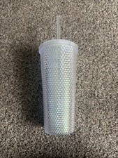 Iridescent Studded Tumbler Cup With Lid & Str...