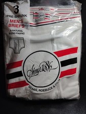 Vtg Sears Roebuck  Co Men's Pre Shrunk Briefs Mens Size 44 White Made In USA